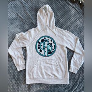 Delta Light Gray Hoodie with Teal Accents